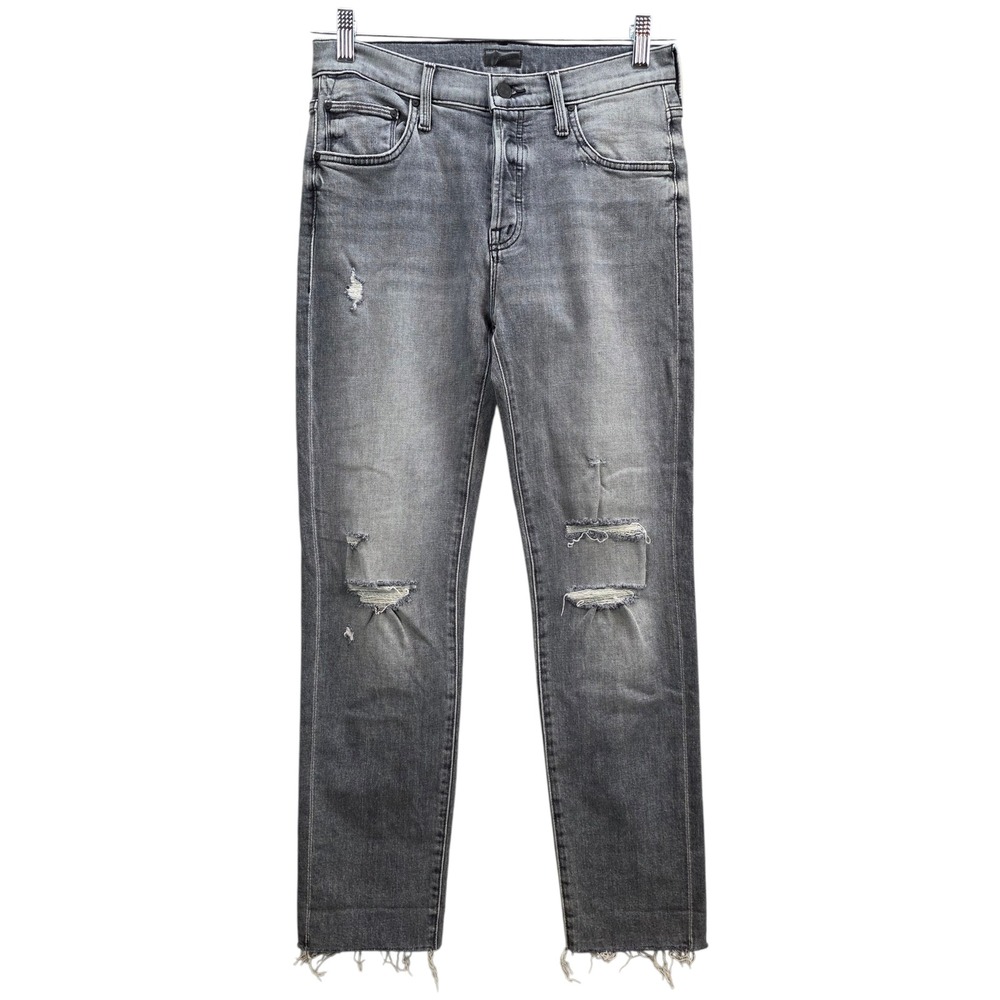 Mother The Scrapper Cuff Ankle Fray Jeans Unstitched in the Dark Button‎ Fly 25